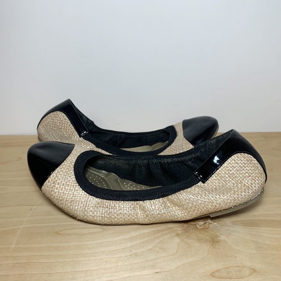 tan woven ballet pumps